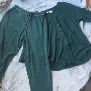 Forest green thermal pajama set